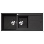 Oliveri Santorini 1 and 3/4 Left Hand Bowl Topmount Sink With Drainer And Overflow Black ST-BL1511-OF hero image