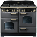 Falcon 110cm Classic Deluxe Freestanding Dual Fuel Oven/Stove Slate and Brass CDL110DFSL-BR hero image