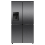 Hisense 640L PureFlex Quad Door Refrigerator with Non-Plumbed Ice and Water Dispenser Dark Stainless Steel HRCD640TBW hero image