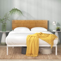 Zinus Figari Queen Metal and Bamboo Bed Frame With Adjustable Headboard White AU-FBOBH2-39Q hero image