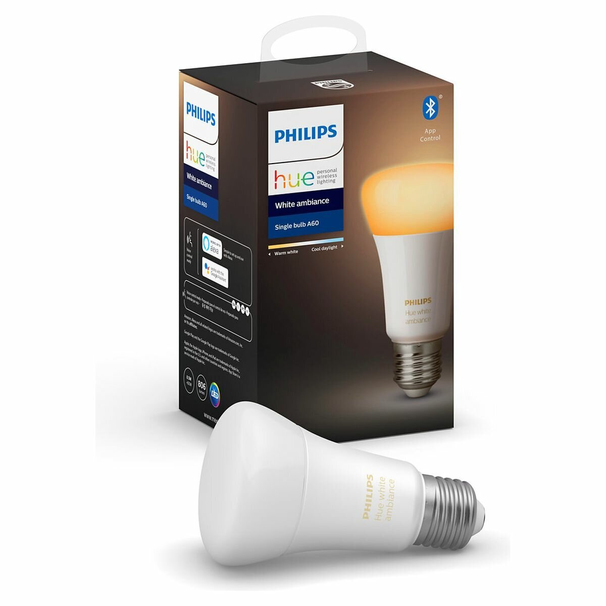 Philips HUE White 9.5W White Bluetooth Light Bulb HUEWE27BT