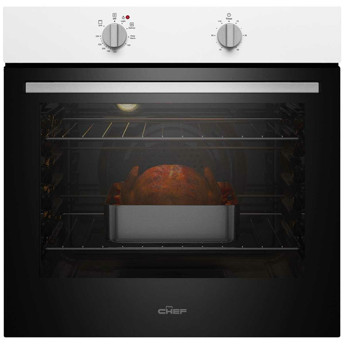 Chef 60cm Multi Function White Fan Forced Electric Built In Oven