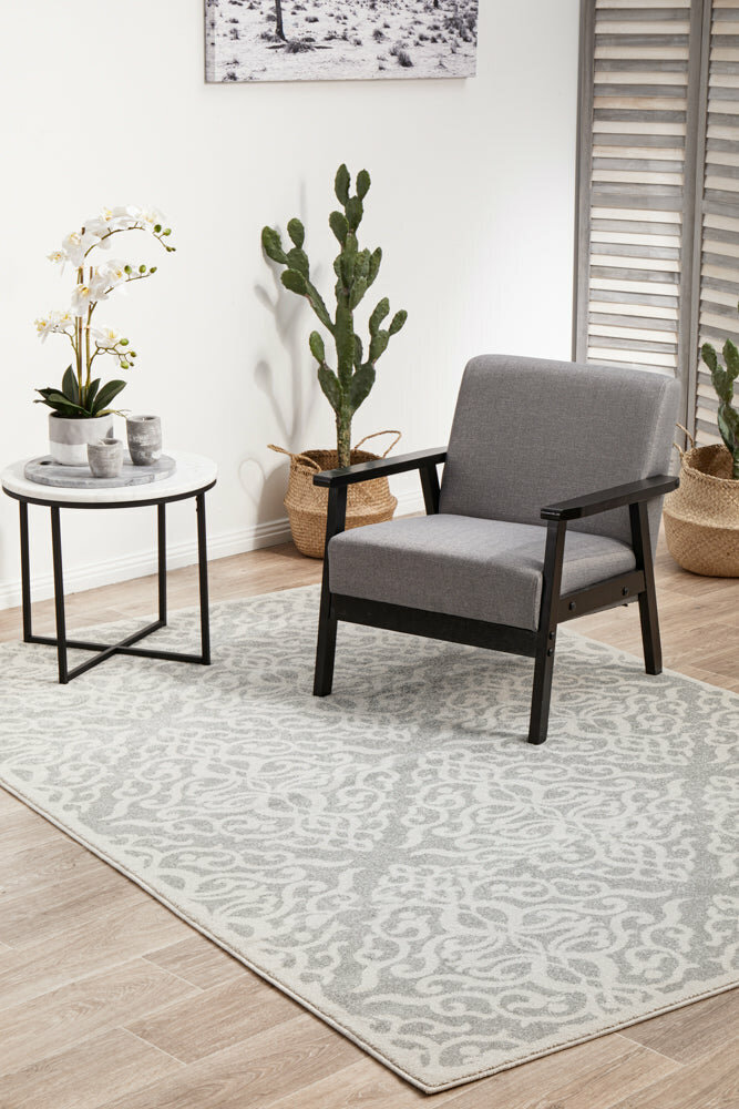 Rug Culture Chrome Large Silver & Off White Rug 290X200CM - CRO-LYD-SIL-290X200 hero image
