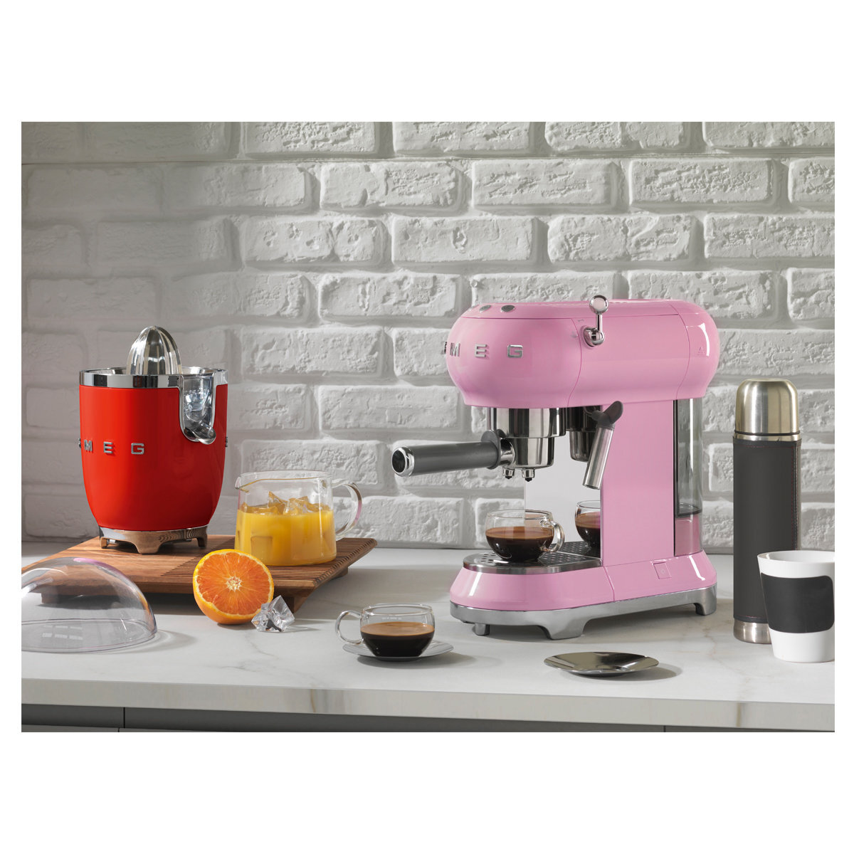 Smeg Pink 50s Retro Style Espresso Coffee Machine ECF01PKAU
