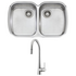 Oliveri Monet Double Bowl Sink and Essente Pull Out Tap Pack SS31625MO70U image NaN