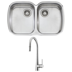 Oliveri Monet Double Bowl Sink and Essente Pull Out Tap Pack SS31625MO70U hero image