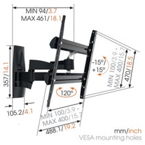 Vogel's WALL2250B Full-Motion TV Wall Mount for 32 to 55 Inch TVs Black hero image