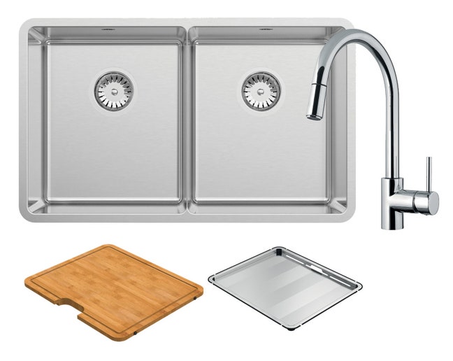 Abey LUA200T2 Lucia Double Bowl Sink Pack | Appliances Online