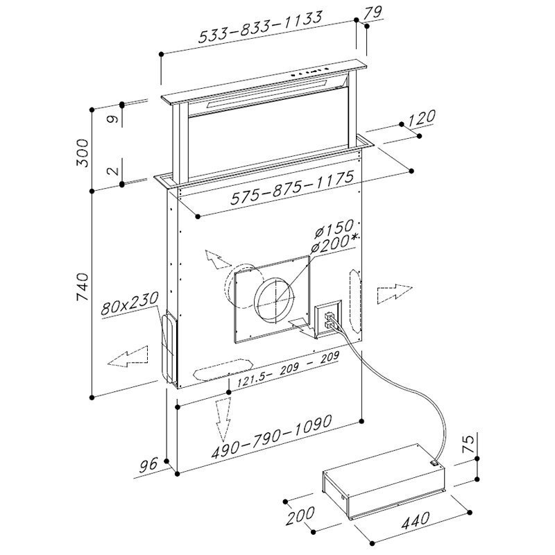 Sirius SDD2LEMTC880 88cm Valentina Collection Downdraft System hero image