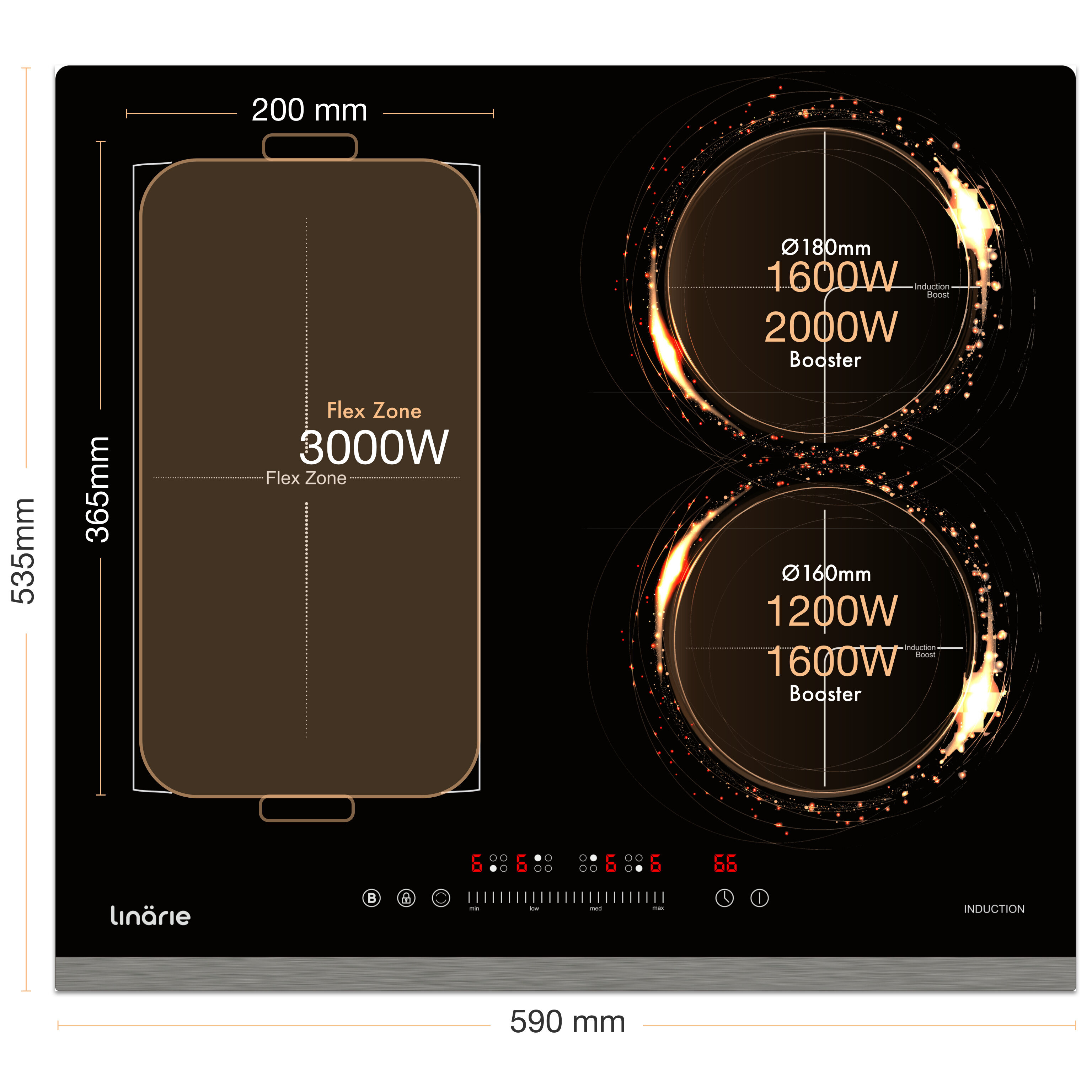 Linarie 60cm 4 Zone Induction Cooktop with Flex Zone LS60I1F2Z hero image