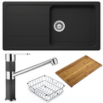Abey Schock Formhaus Single Sink & Armando Vicario Mixer Tap - Onyx with Accessories FD100LBT hero image