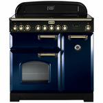 Falcon 90cm Classic Deluxe Freestanding Induction Oven/Stove Royal Blue and Brass CDL90EIRBBR hero image