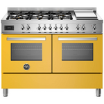 Bertazzoni 120cm Professional Dual Fuel Yellow Freestanding Oven with Griddle PRO126G2EGIT hero image