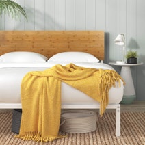 Zinus Figari Queen Metal and Bamboo Bed Frame With Adjustable Headboard White AU-FBOBH2-39Q hero image