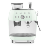 Smeg 50s Style Espresso Machine with Built-in Grinder Pastel Green EGF03PGAU hero image