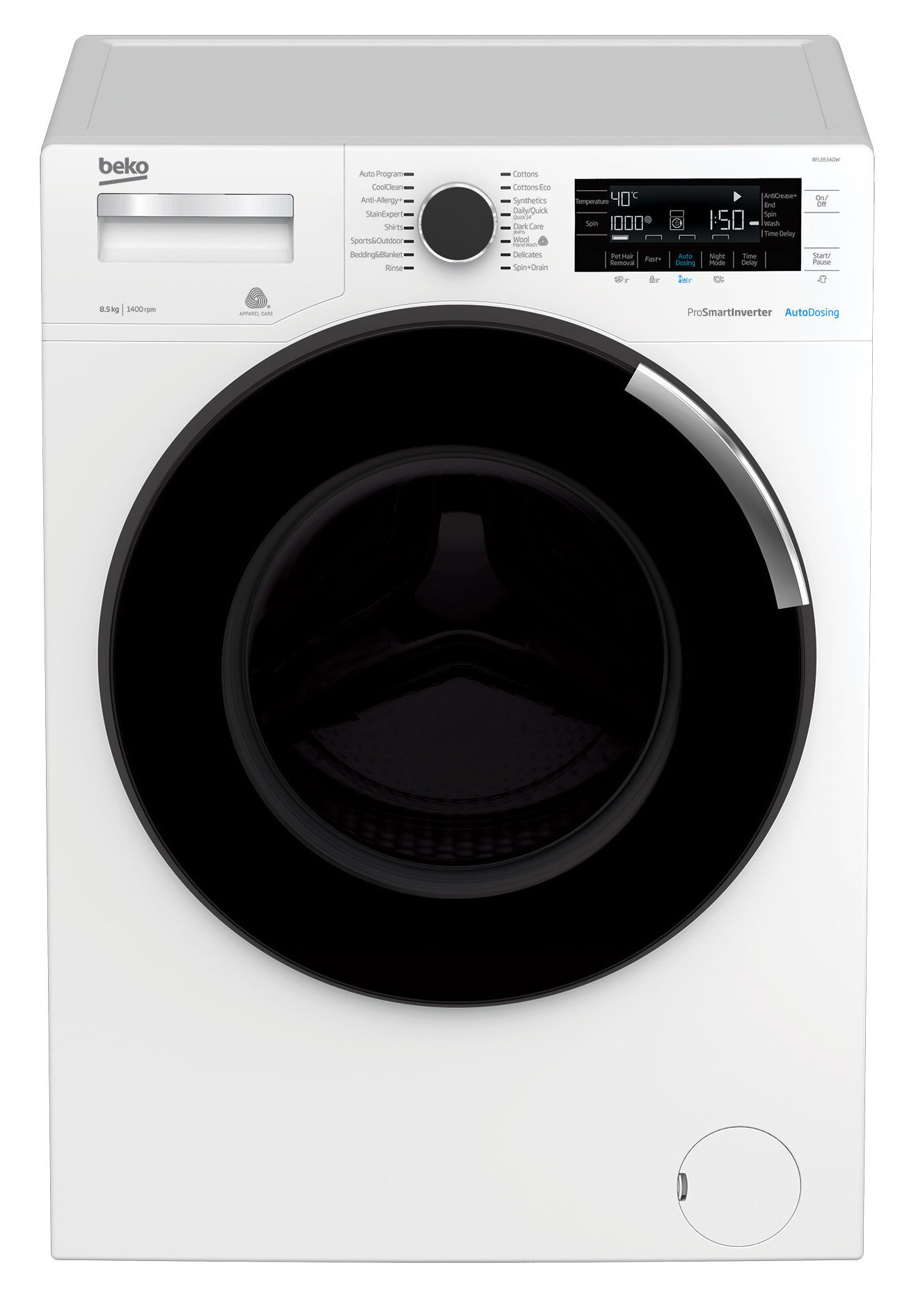 Beko 8.5kg/8kg Laundry Package BFL853ADWBDP83HW hero image