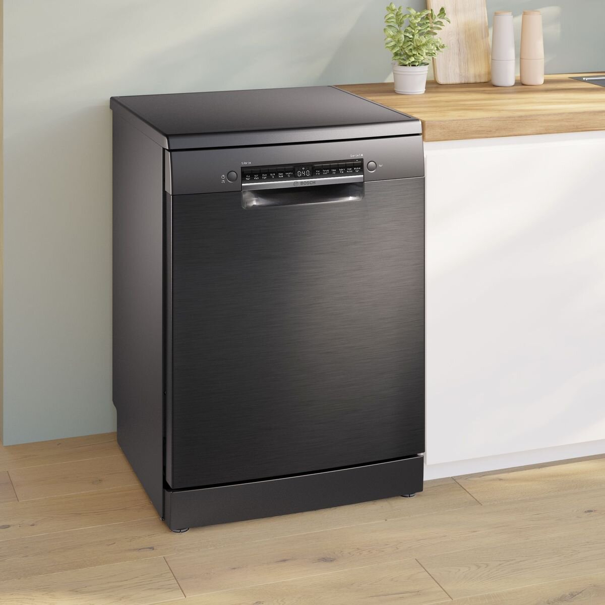 Bosch 60cm Series 4 Freestanding Black Inox Dishwasher SMS4HVB01A hero image
