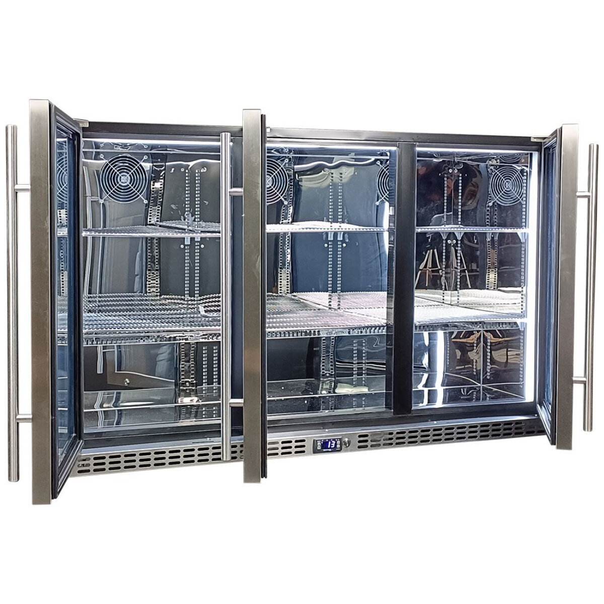 Schmick 399L Under Bench Stainless Steel Glass Door Bar Fridge