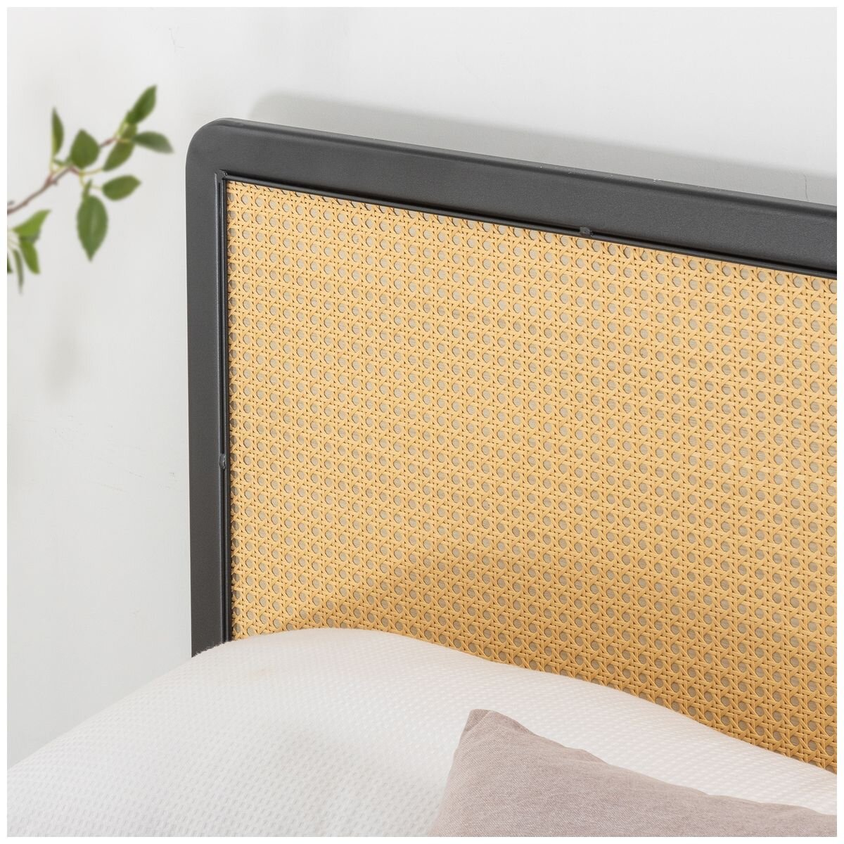 Zinus Queen Bed Frame with Black Rattan Headboard and Metal Base AU-FBMMH8ZC-14Q hero image