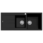 Oliveri Santorini 1 and 3/4 Bowl Topmount Sink with Left Hand Drainer Matte Black ST-MB1512-OF hero image