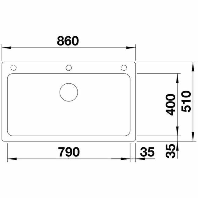 Blanco NAYA XL 9 Single Large Bowl Inset with Overflow and Tap Ledge ...