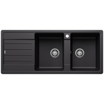 Blanco LEGRA 8S Double Bowl Top Mount Sink with Left Hand Drainer Silgranit Black 528069 hero image