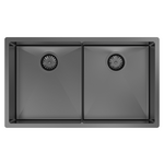 Abey Piazza Double Sqaure Bowl Sink Black Pearl CR340DB hero image