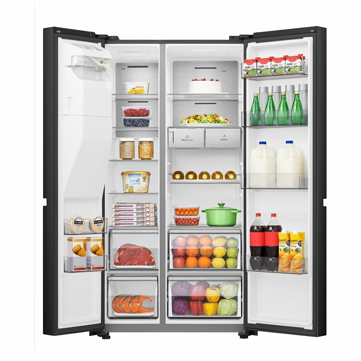 Hisense 632L Side by Side Refrigerator Black Steel HRSBS632BW