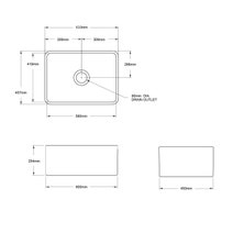 Turner Hastings Novi 60 x 46 Fine Fireclay Single Bowl Butler Sink Gloss White NO60FS hero image