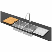 Abey Lago Double Bowl with Accessories and Pull Out Mixer Tap NL200T12 hero image