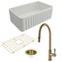Turner Hastings Novi 75 Butler Sink Pack with Brushed Brass Ludlow Pull Out Mixer Tap and Accessories PKG019 image NaN