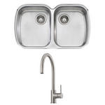 Oliveri Monet Double Bowl Sink and Venice Brushed Nickel Pull Out Tap Pack VE520FBN-PMO70U hero image
