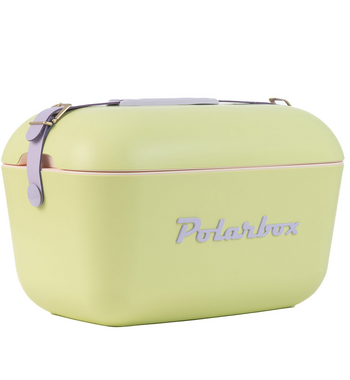 Polarbox Pop 12L Cooler Lime with Lilac Logo and Strap PLBP12LL