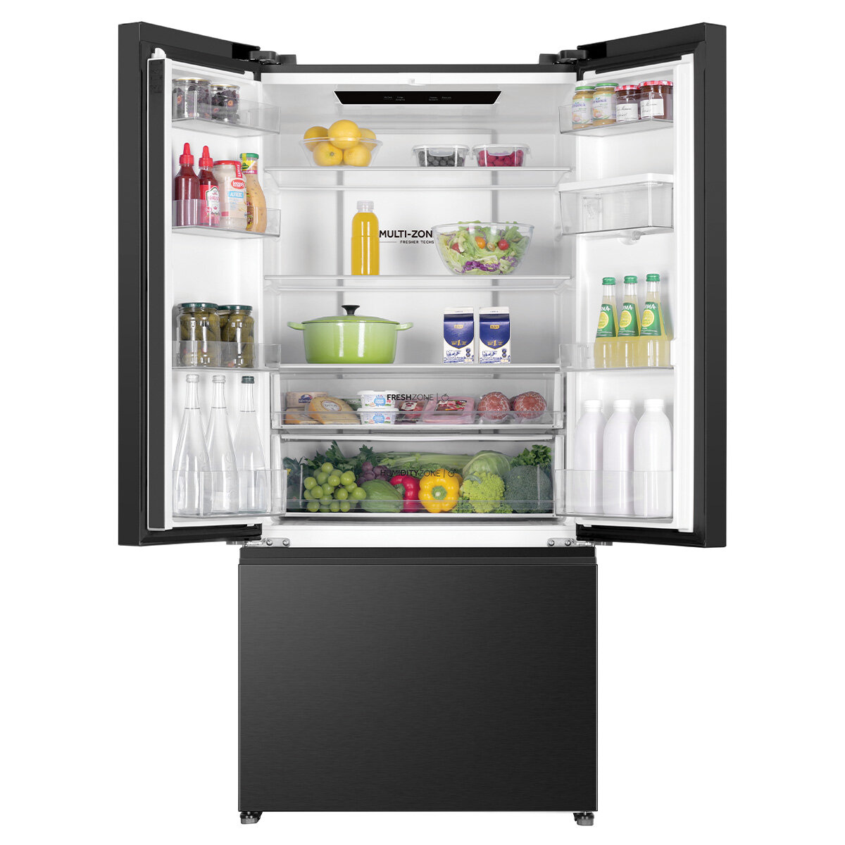 Haier 509L French Door Fridge with Non-Plumbed Water Dispenser Black HRF510FHC hero image