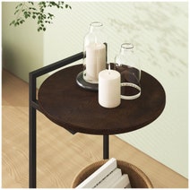 Zinus Round Metal and Wood Bedside Table Dark Brown AU-UTNST3-24B hero image