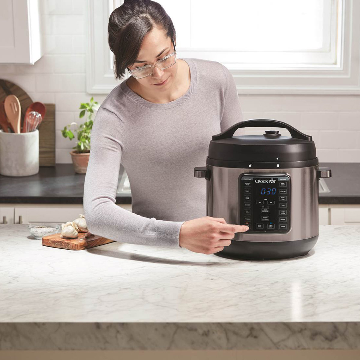 Express crock multi cooker store xl stainless steel cpe300
