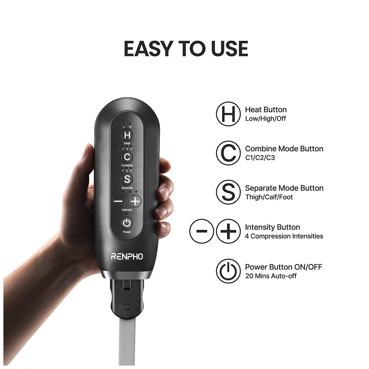 RENPHO Air Compression Leg Massager with Heat PAURPALM079H hero image