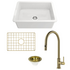 Turner Hastings Cuisine 68 Sink Pack with Brushed Brass Naples Pull Out Mixer Tap and Accessories PKG039 image NaN