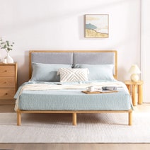 Zinus Arden Queen Bamboo Wood Bed Frame with Upholstered Headboard AU-FPWNH8ZC-08Q hero image