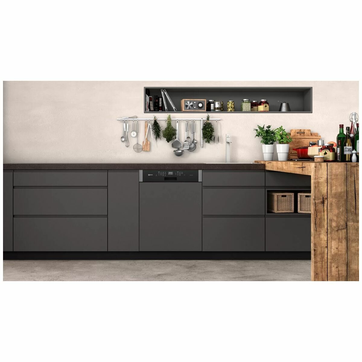 Neff semi integrated dishwasher black hot sale
