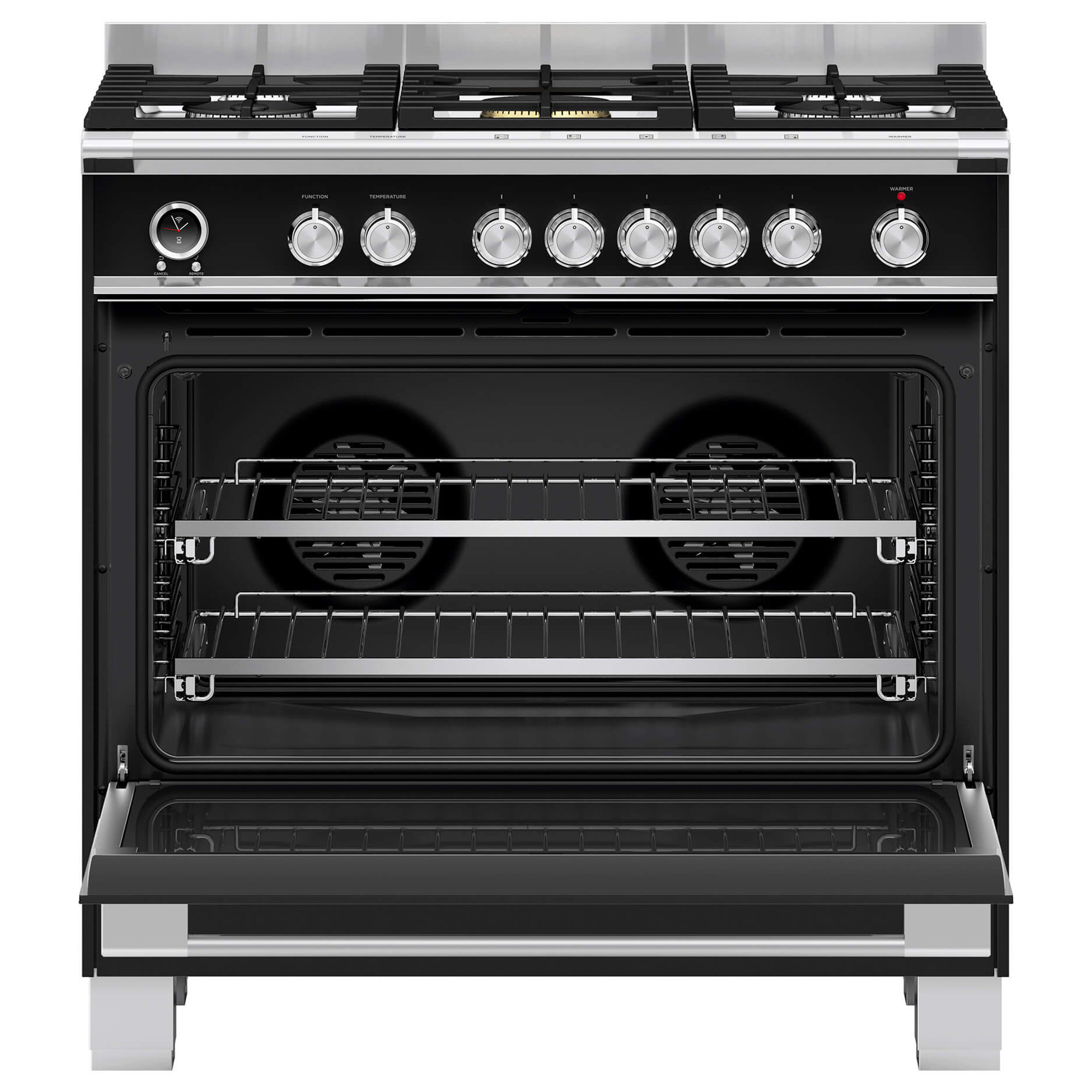 Fisher & Paykel Series 9 90cm Classic Style Freestanding Dual Fuel Pyrolytic Cooker Black OR90SCG6B1 hero image