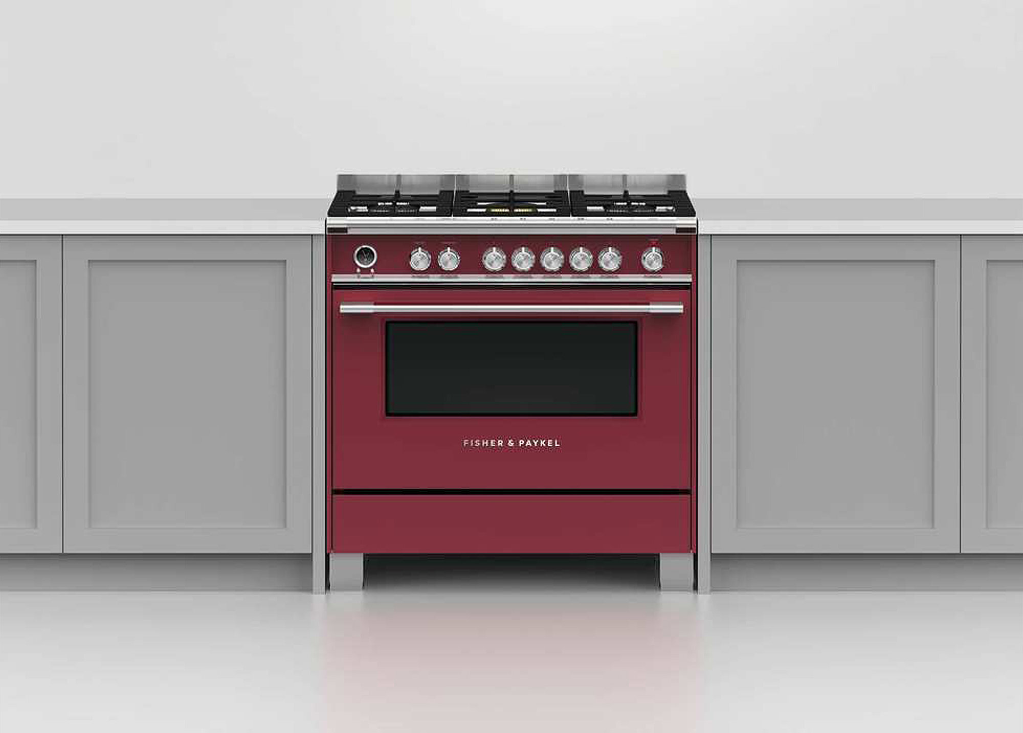 Fisher & Paykel Series 9 90cm Classic Freestanding Dual Fuel Pyrolytic Cooker Red OR90SCG6R1 hero image