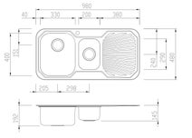 Oliveri PE301 Petite 1 and 1/2 Bowl Right Hand Drainer Topmount Sink hero image