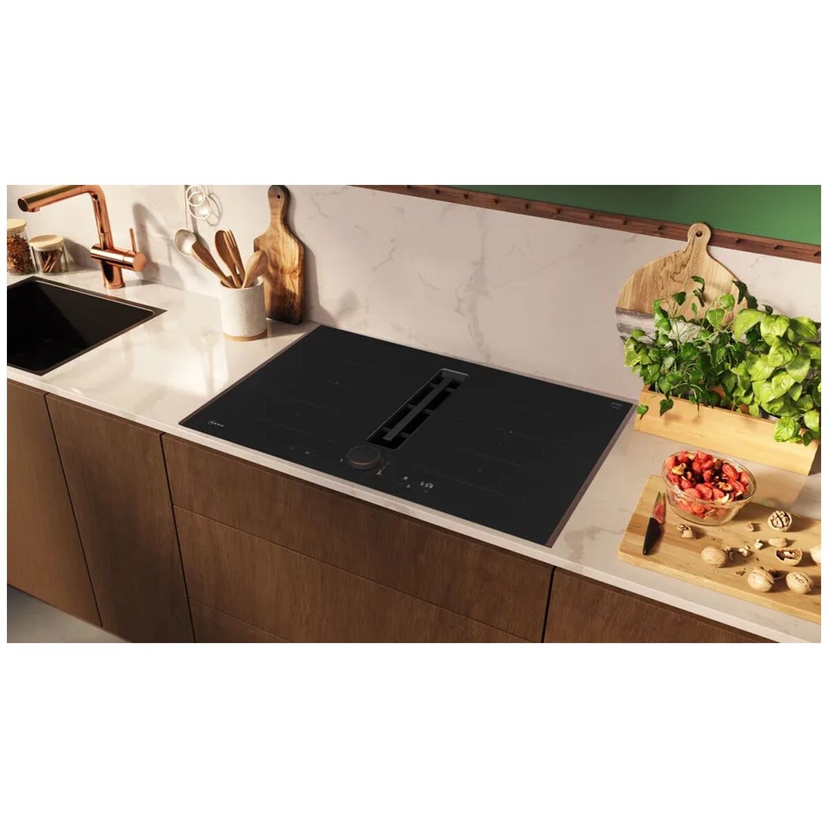 Neff 80cm Induction Flex Design with Integrated Downdraft Deep Black V68YYX4C1-DB hero image