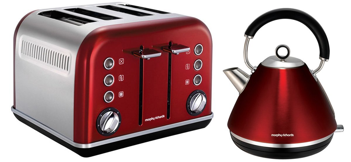Morphy Richards 242020102004 Accents Toaster and Kettle Pack Metallic Red