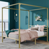 Zinus Patricia Queen Metal Canopy Bed Frame Gold AU-CPBFG-Q image NaN