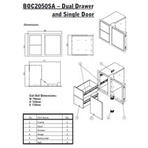 Beefeater Stainless Steel Single Cupboard Door with 2 Drawers BOC2050SA hero image