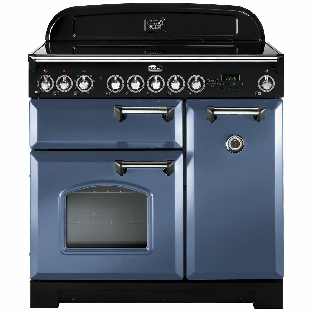 Falcon 90cm Classic Deluxe Freestanding Induction Oven/Stove Stone Blue and Chrome CDL90EISBCH hero image