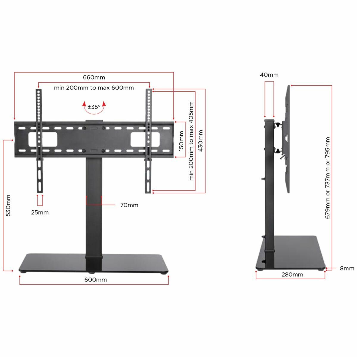 Ezymount universal tv tabletop clearance stand