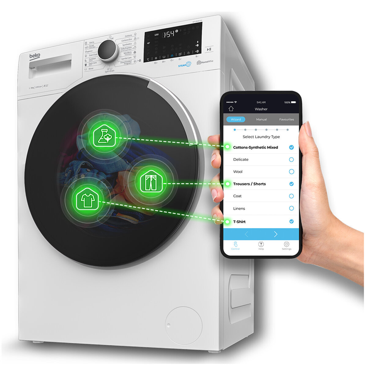 Beko 8kg Front Load Washing Machine with Steam BFLB8020W hero image